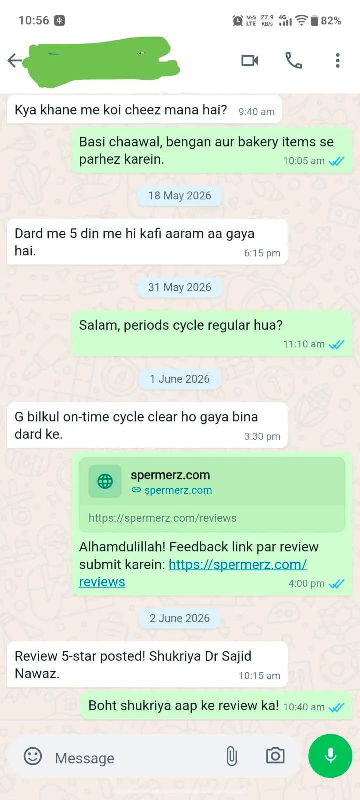 Verified Spermerz Testimonial Screenshot