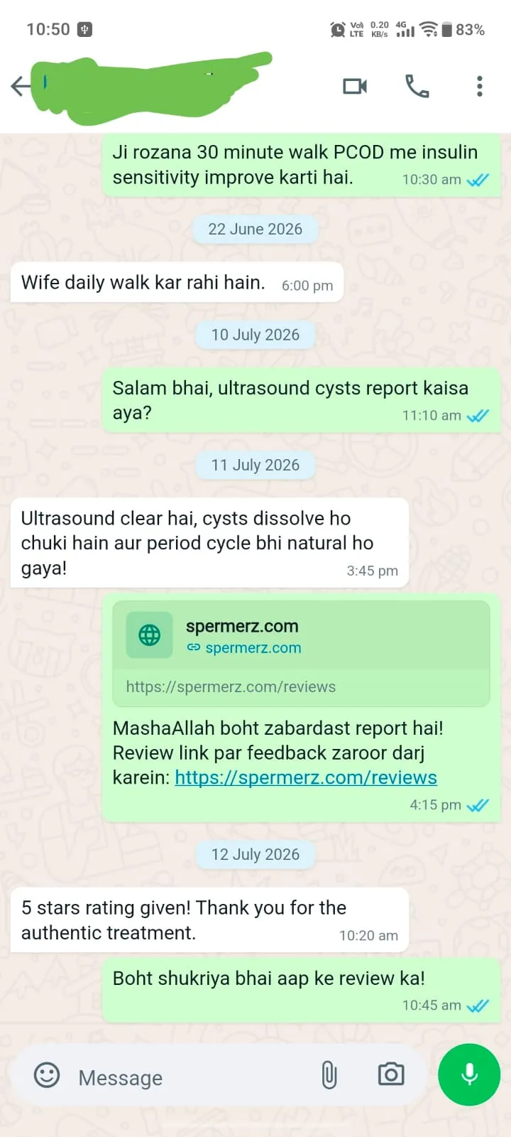 Verified Spermerz Testimonial Screenshot